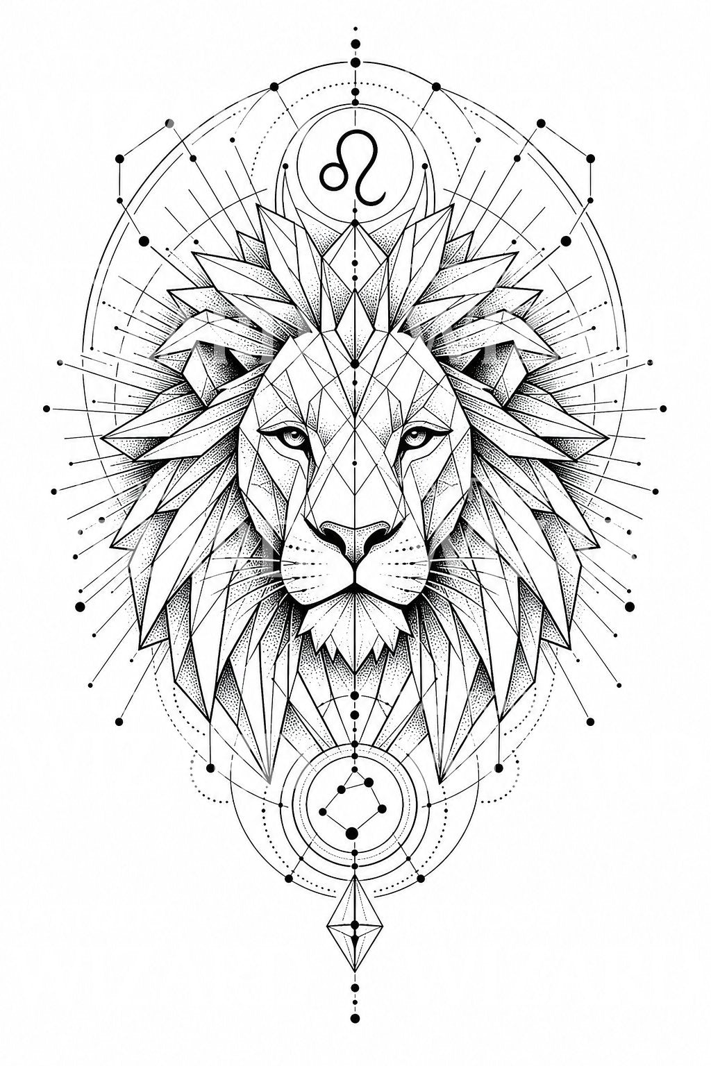 Leo Zodiac Lion Tattoo Design