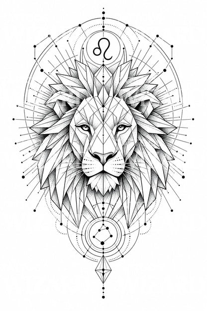 Leo Zodiac Lion Tattoo Design