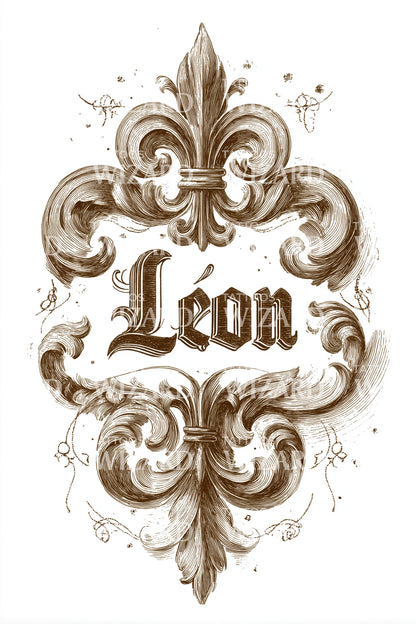 Leon Fleur de Lis Tattoo Design