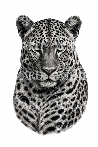 Design tatuaggio ritratto di leopardo
