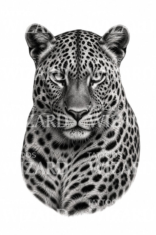 Design tatuaggio ritratto di leopardo