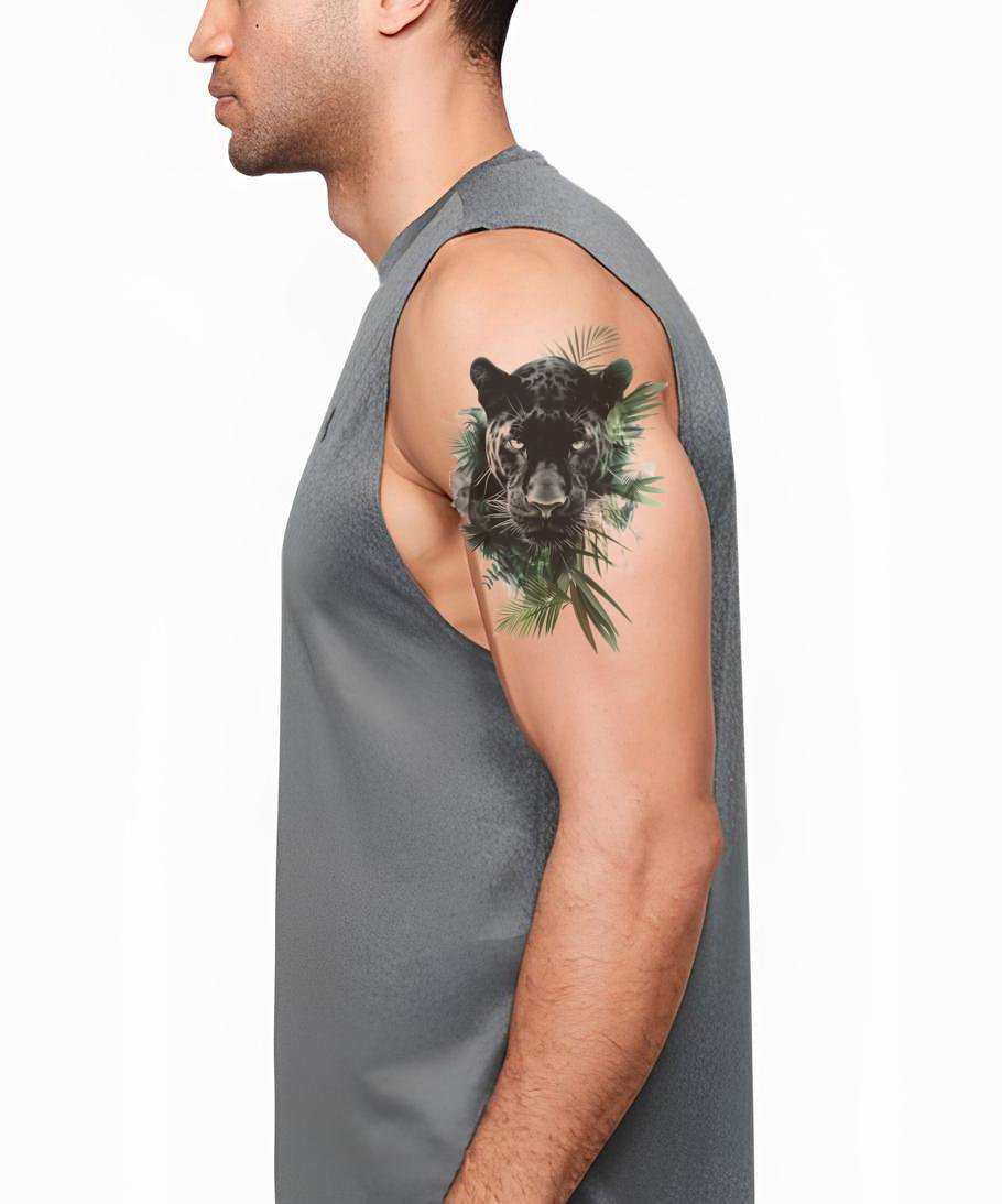 Diseño de Tatuaje de Gran Gato Leopardo Negro