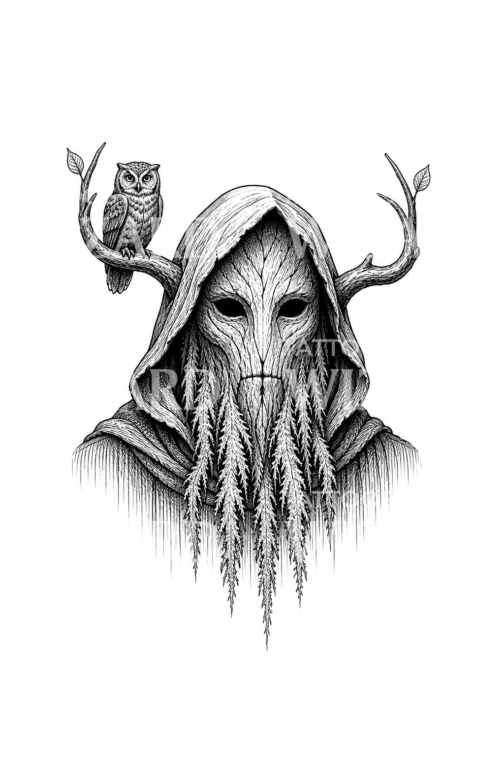 Lesní duch Leshy, návrh tetování