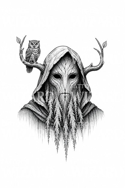 Lesní duch Leshy, návrh tetování