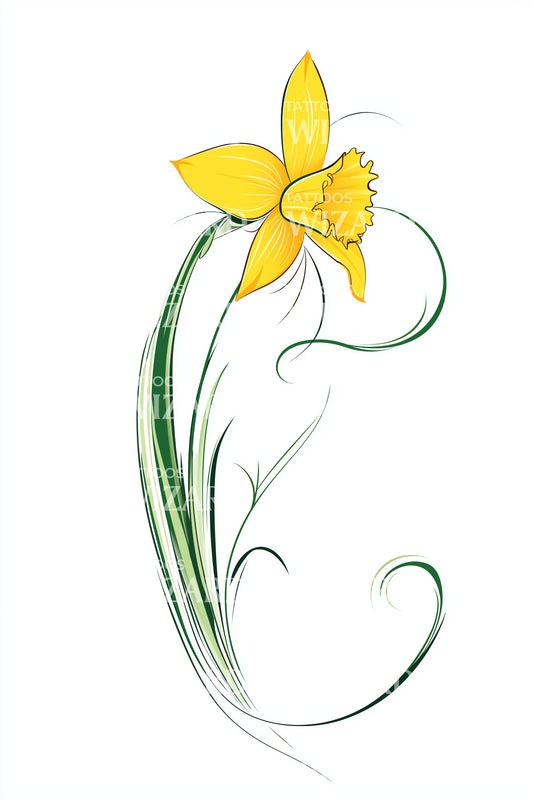 Letter C Daffodil Tattoo Idea
