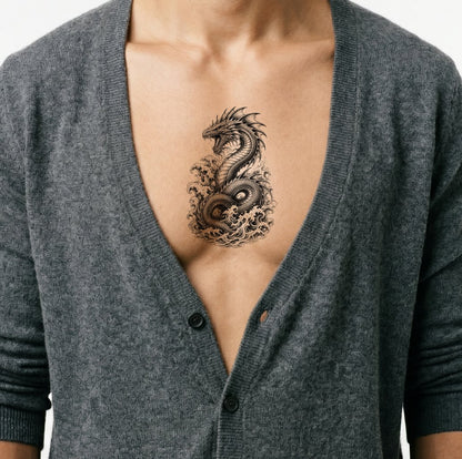 Leviathan Sea Serpent Tattoo Illustration