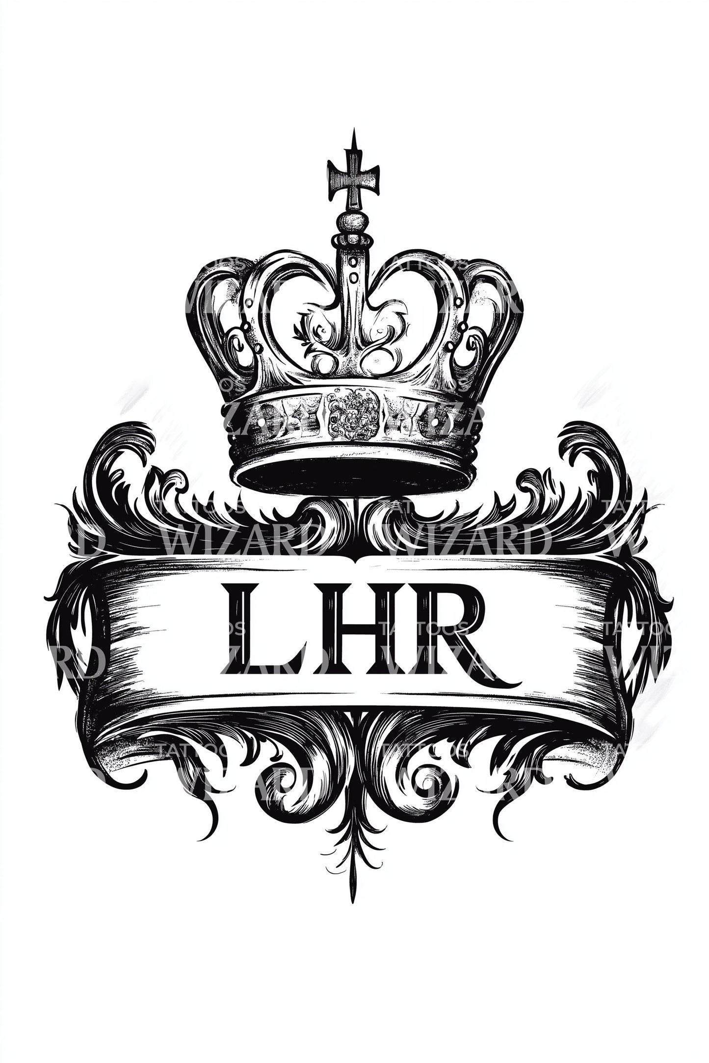 LHR London Crown Tattoo Illustration