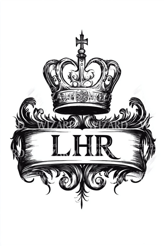 LHR London Crown Tattoo Illustration
