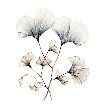 Delicate Ginkgo Leaves Tattoo Design