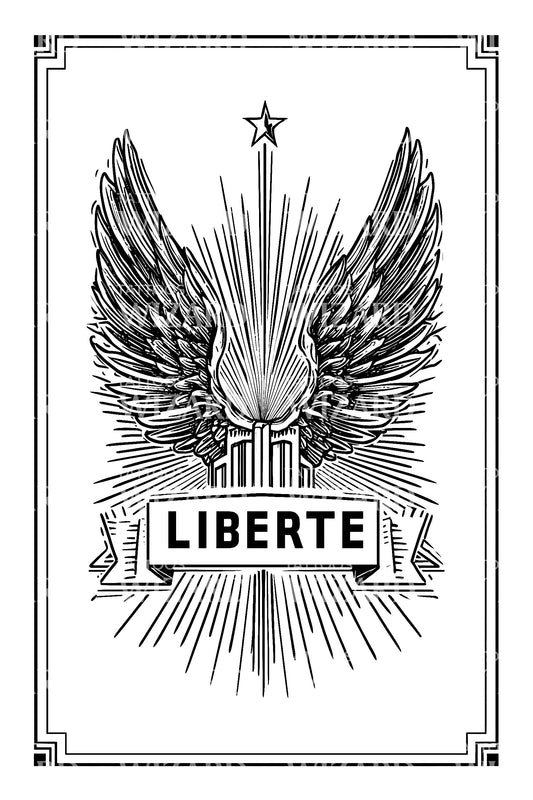 Liberte Winged Crest Tattoo Design