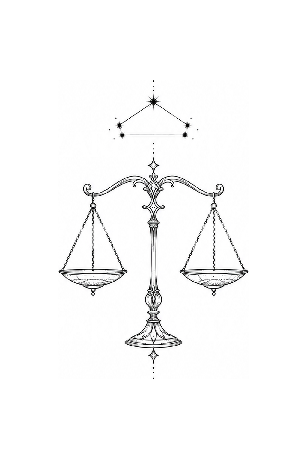 Libra Balance Scales with Constellation Tattoo Idea