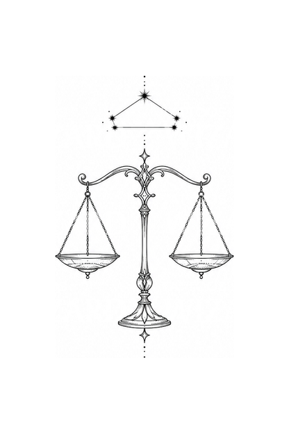 Libra Balance Scales with Constellation Tattoo Idea