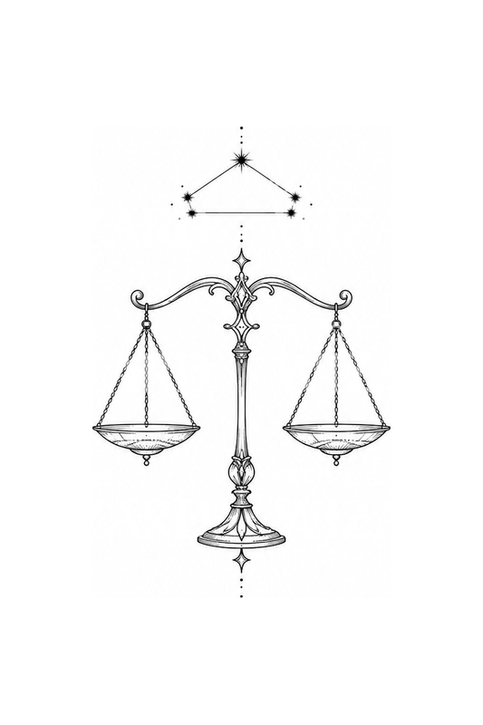Libra Balance Scales with Constellation Tattoo Idea