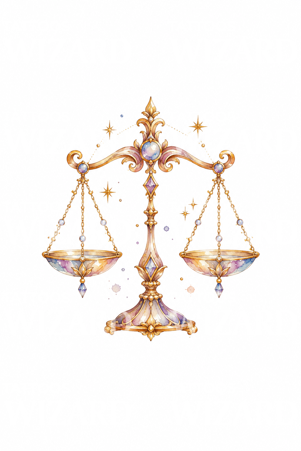 Libra Golden Scales Watercolor Tattoo Design