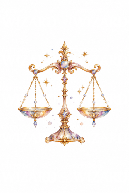 Libra Golden Scales Watercolor Tattoo Design