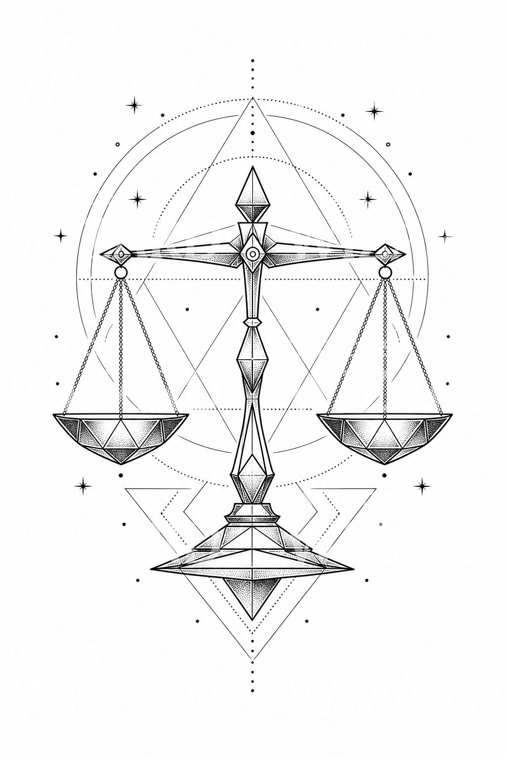 天秤座天平星座纹身设计