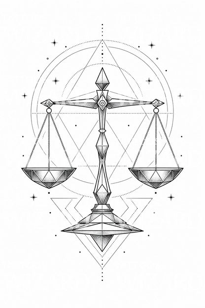天秤座天平星座纹身设计