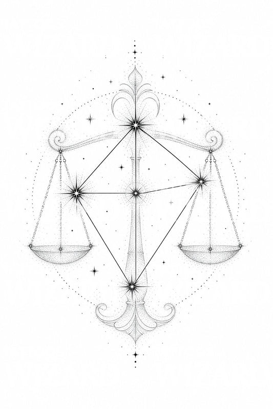 Desain Tato Konstelasi Zodiak Libra