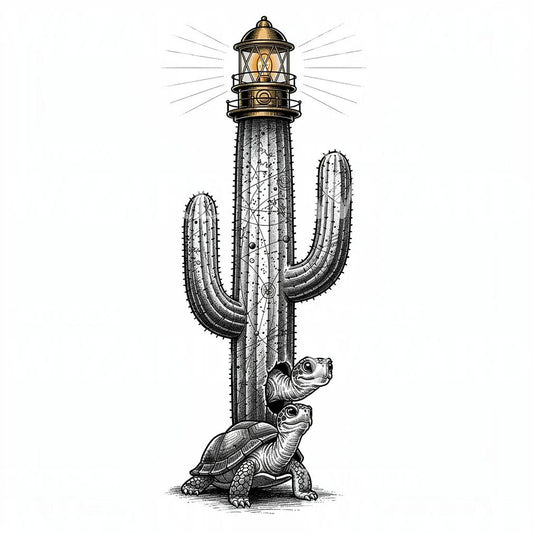 Faro Cactus Illustrazione per Tatuaggio