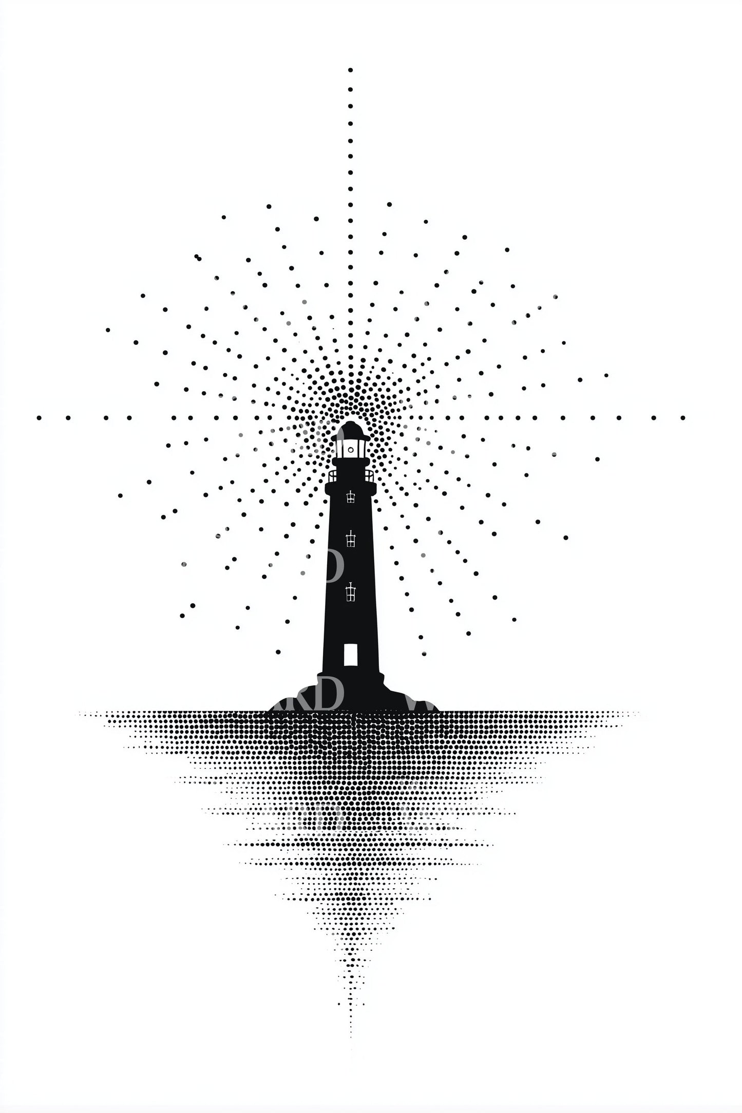 Lighthouse Horizon Glow Tattoo Illustration