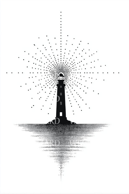 Lighthouse Horizon Glow Tattoo Illustration