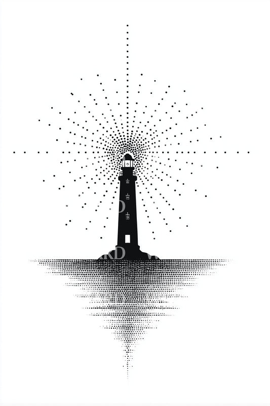 Lighthouse Horizon Glow Tattoo Illustration