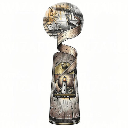 Lighthouse Lighter Tattoo Design
