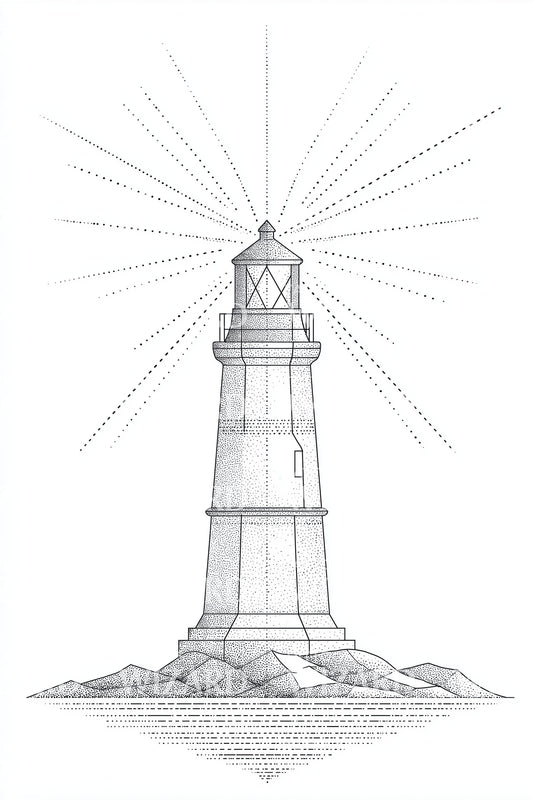 Lighthouse Sacred Rays Tattoo Design