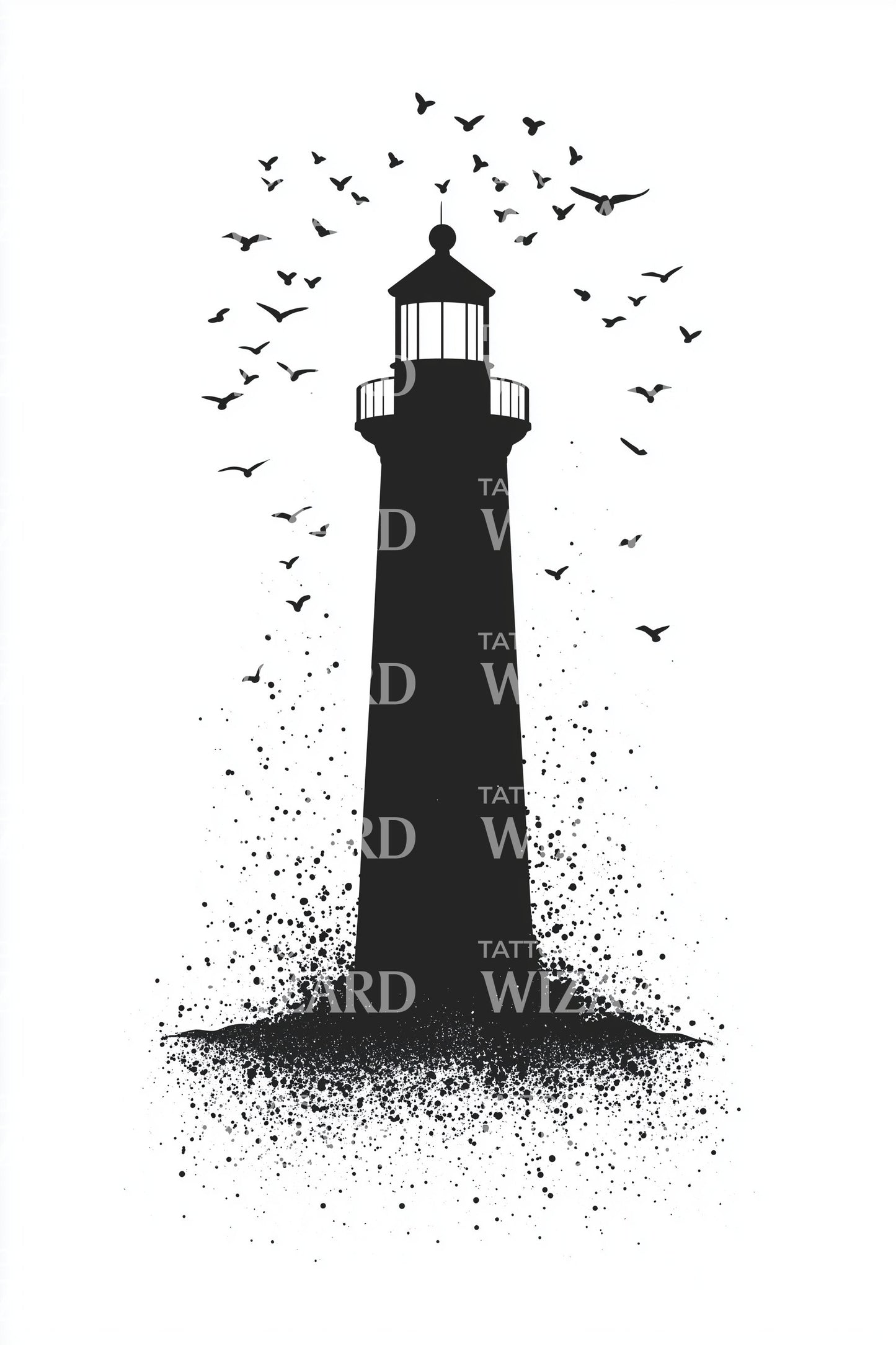 Lighthouse Twilight Silhouette Tattoo Design