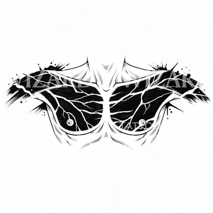 Lightning Bat Wings Tattoo Design
