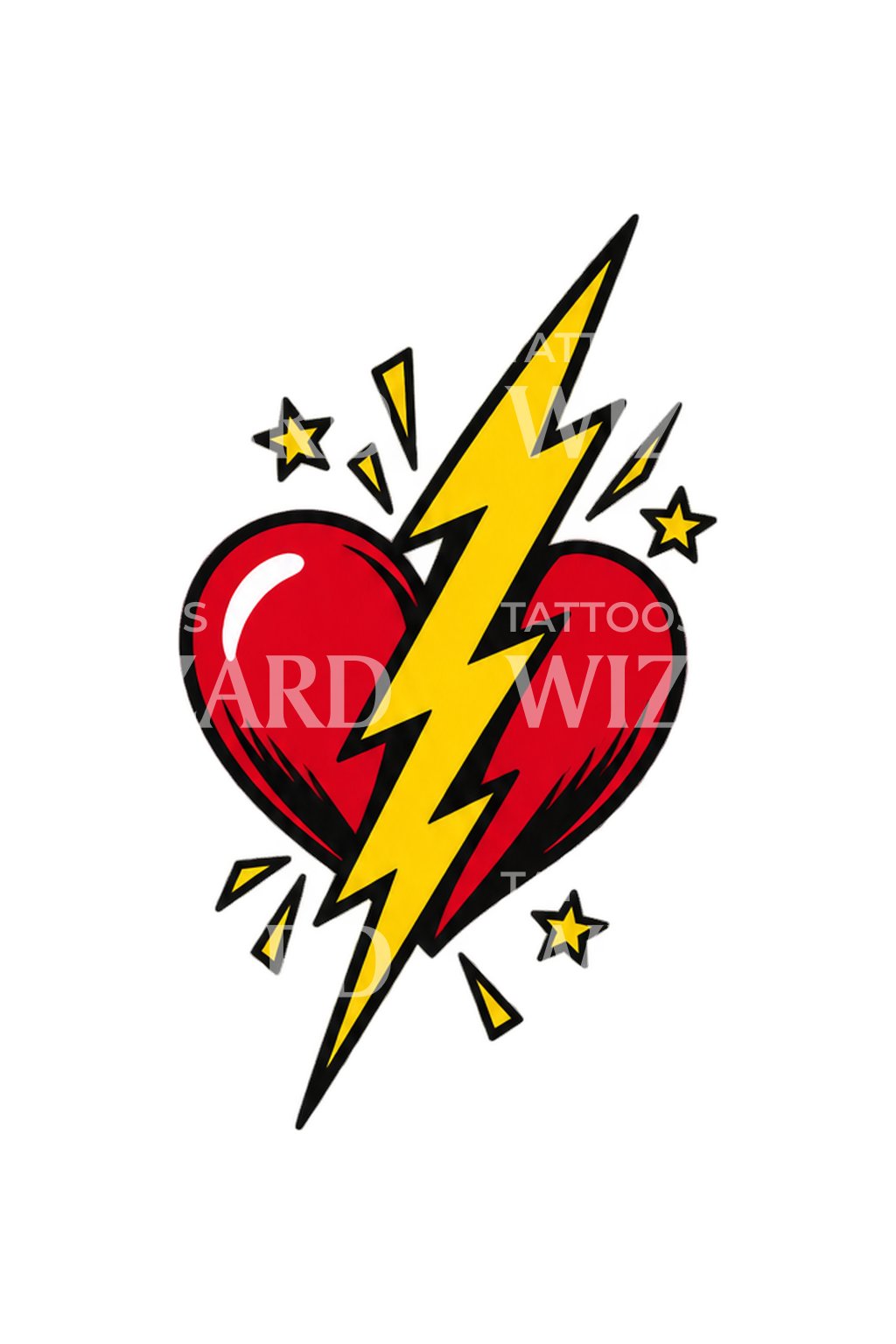 Sticker-tatovering med lynhjerte