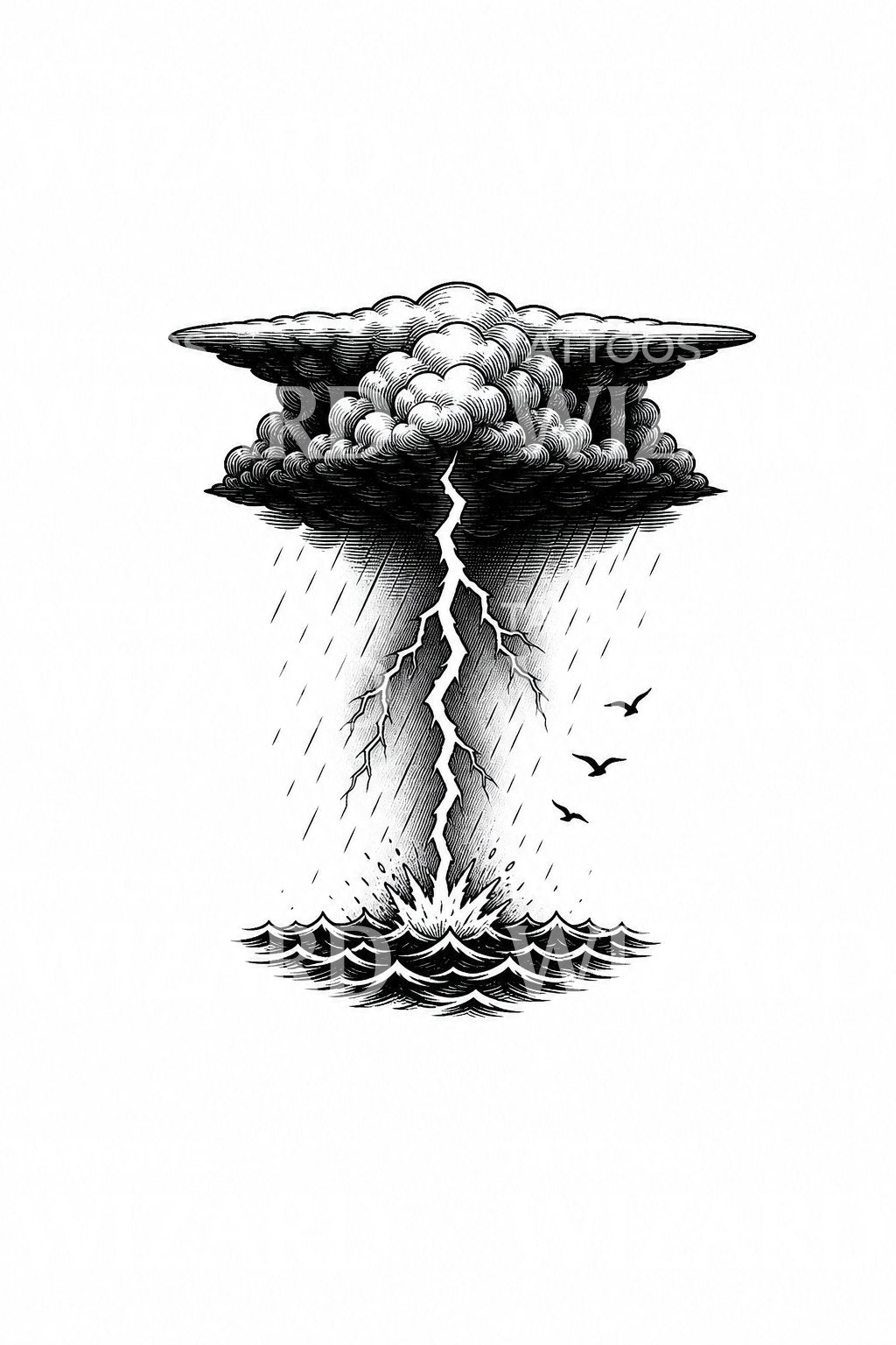 Illustration de tatouage d'éclair au-dessus de l'eau