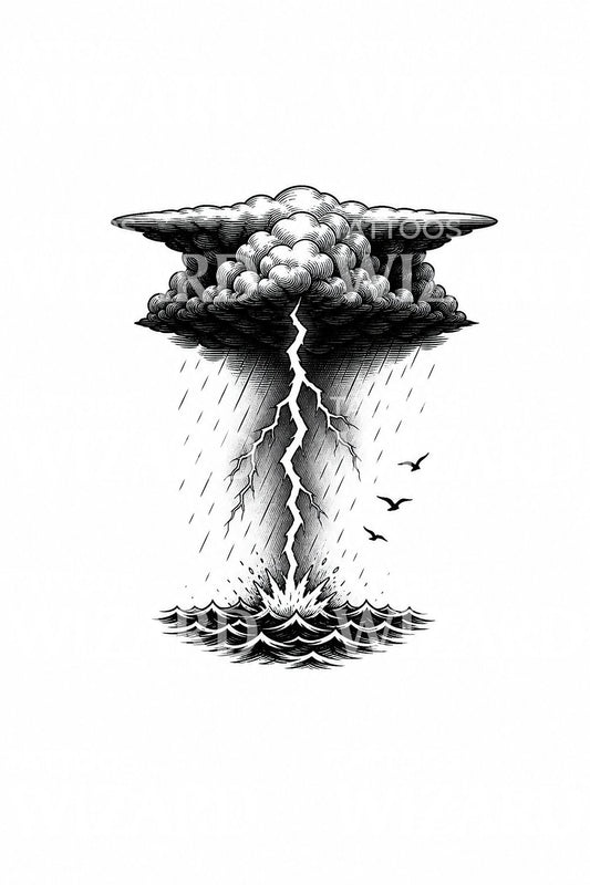 Illustration de tatouage d'éclair au-dessus de l'eau