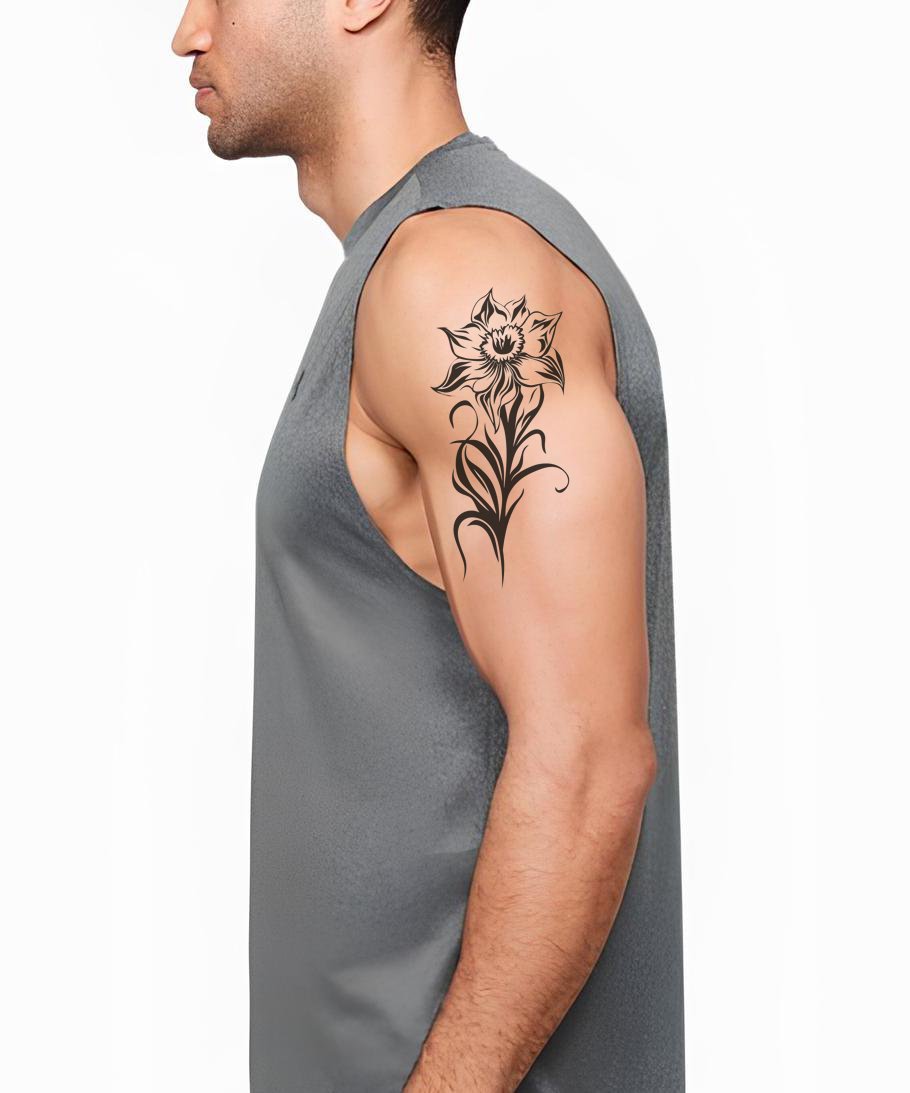 Elegance Lily Crest Tattoo Design