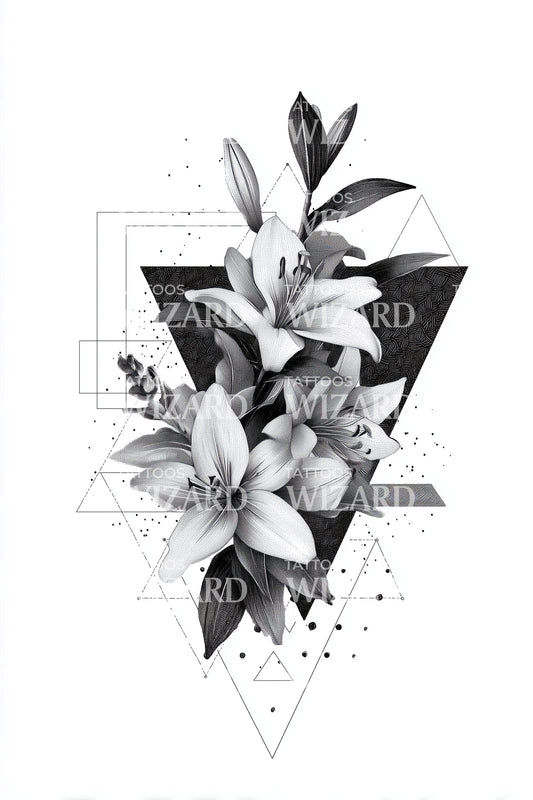 Lily Geometric Shards Tattoo Design
