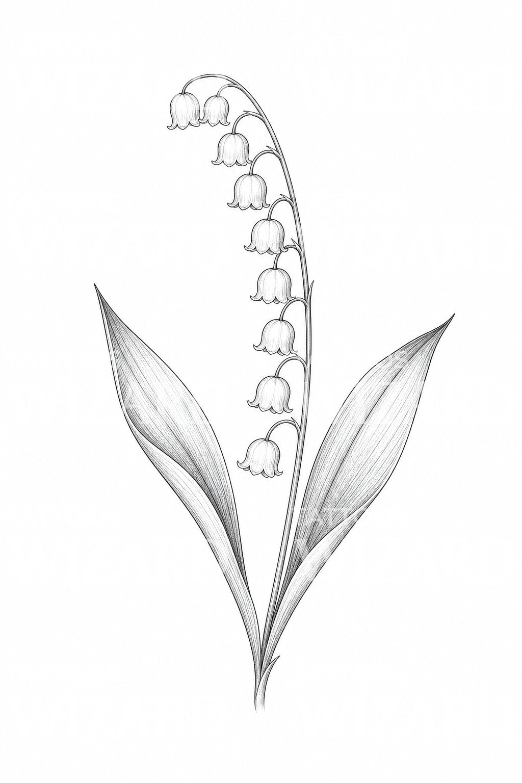 Lily of the Valley Fine Line Tattoo Design
