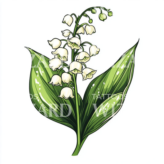 Lily-of-the-valley Simple and Colorful Tattoo Design