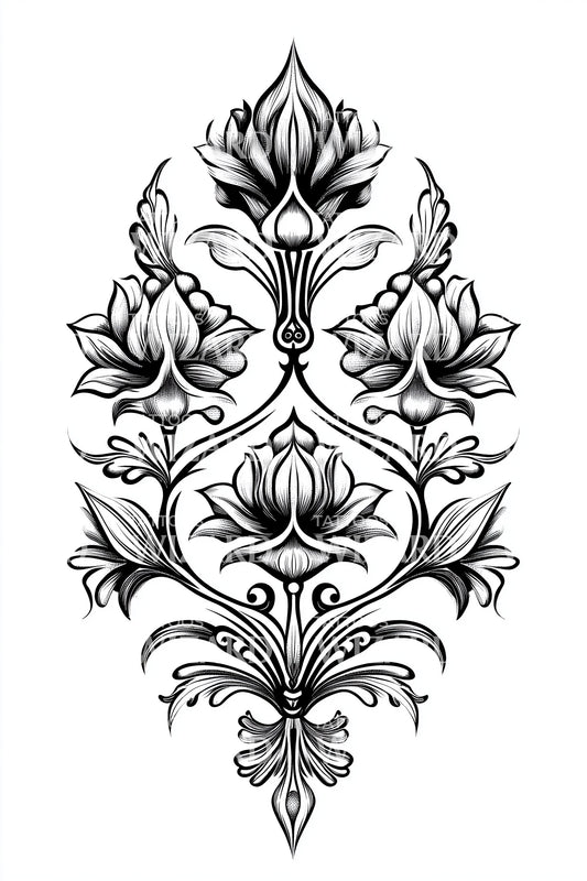 Lily Vine Arabesque Tattoo Design
