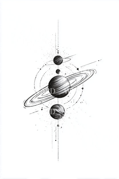线性太阳系纹身插图