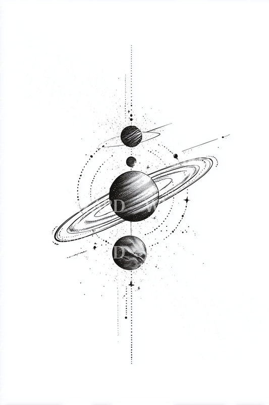Linjär solsystemstatuering illustration