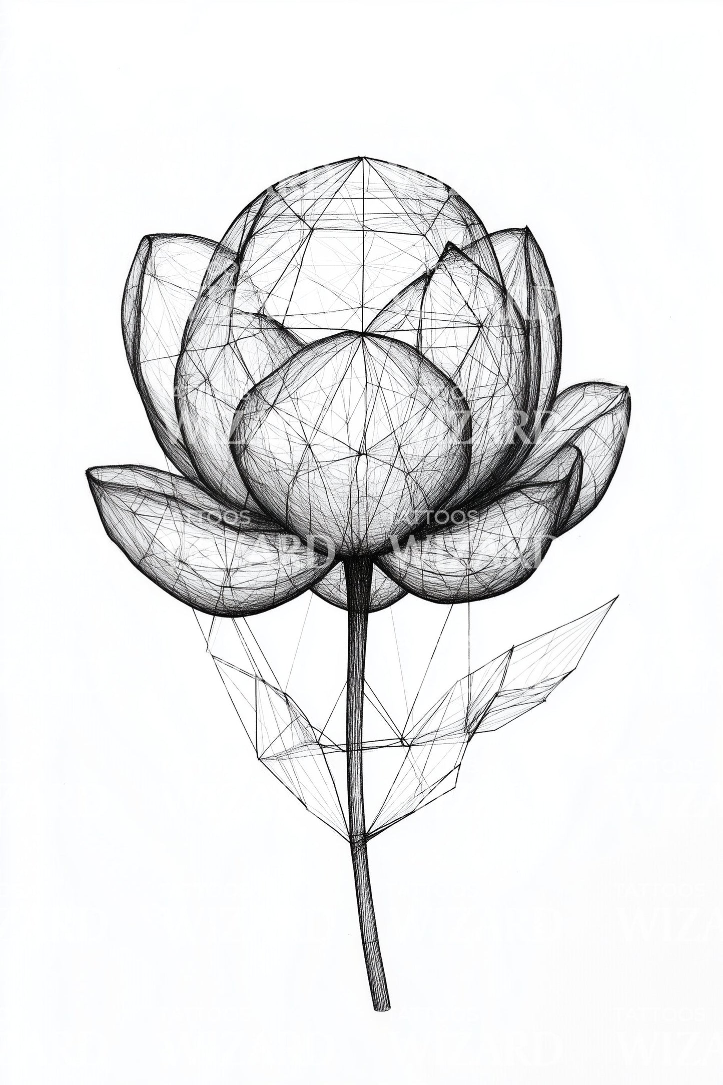 Linework Lotus Bloom Tattoo Idea