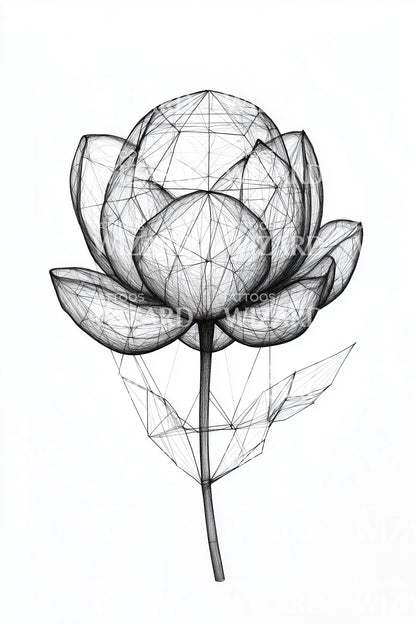 Linework Lotus Bloom Tattoo Idea