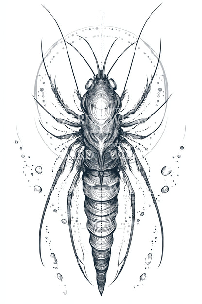 Linework Plankton Larva Tattoo Design