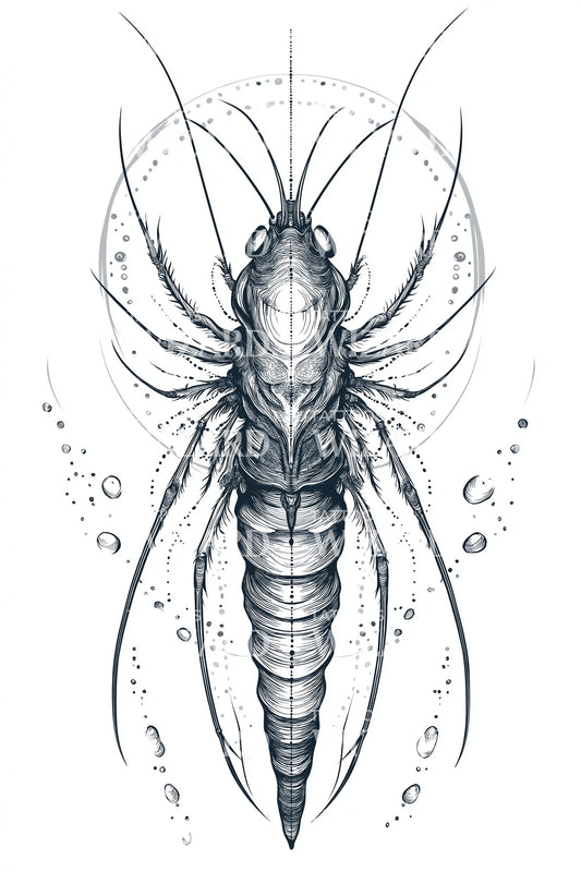 Linework Plankton Larva Tattoo Design