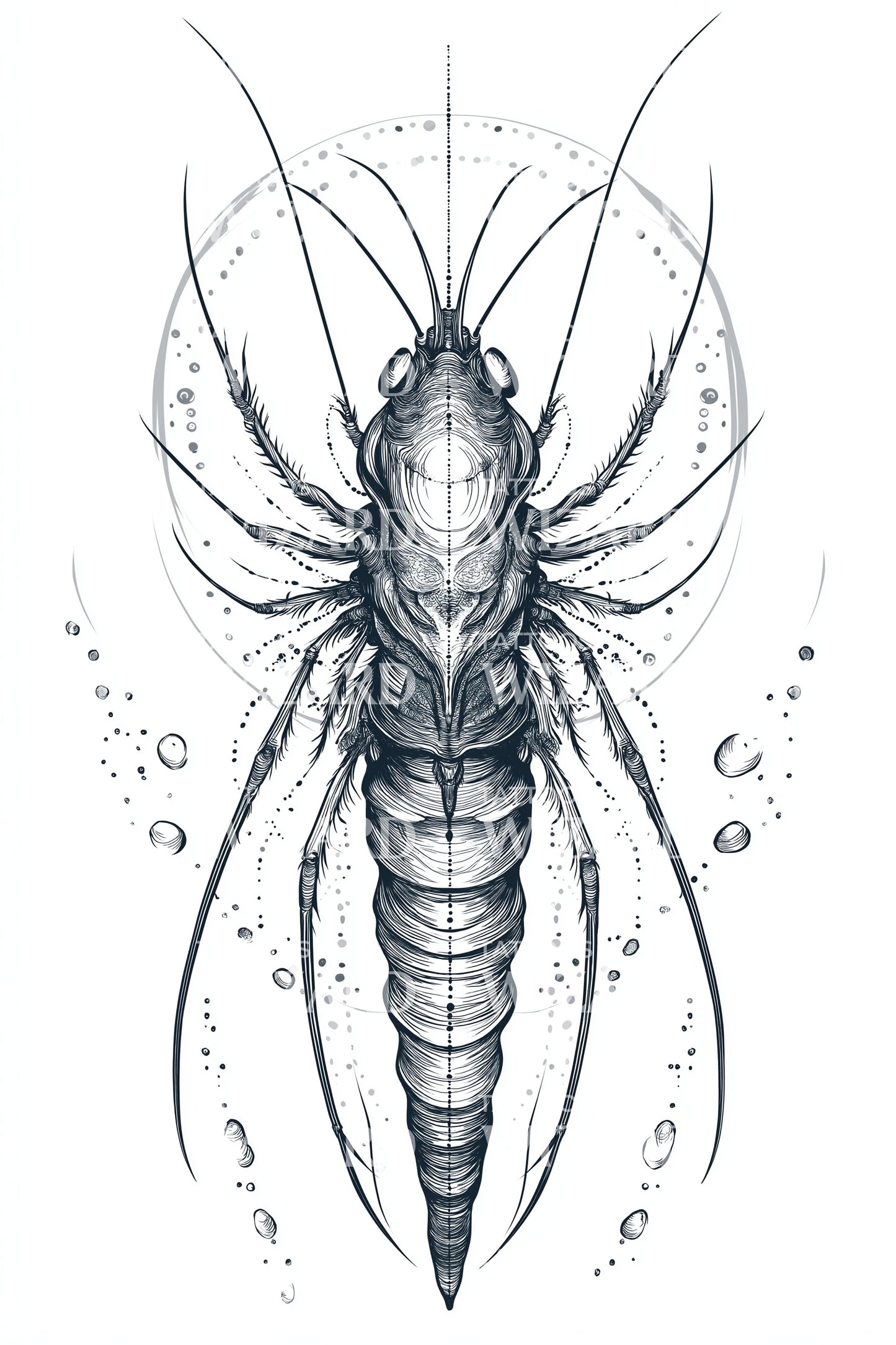 Linework Plankton Larva Tattoo Design