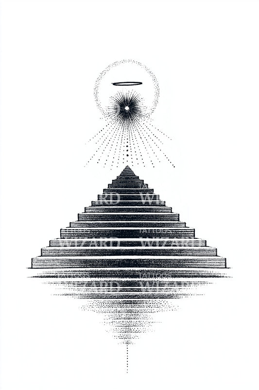 Linework Pyramid Beam Tattoo Design