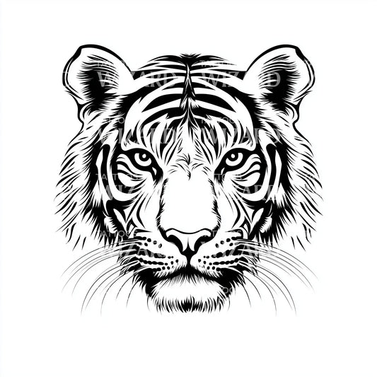 Linework Tiger Mask Tattoo Illustration