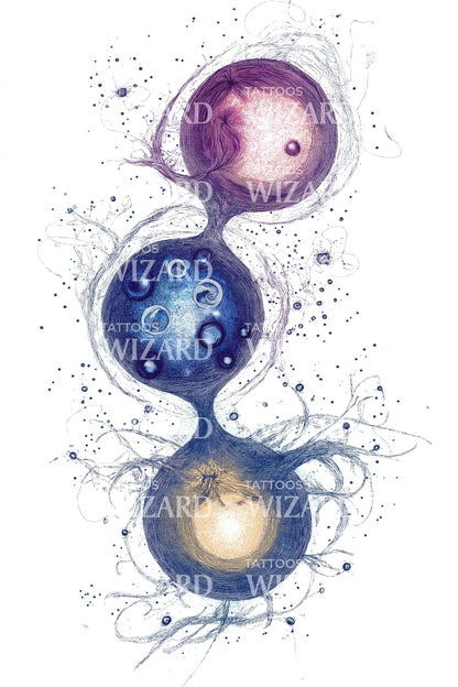 Linked Microbial Orbs Tattoo Illustration