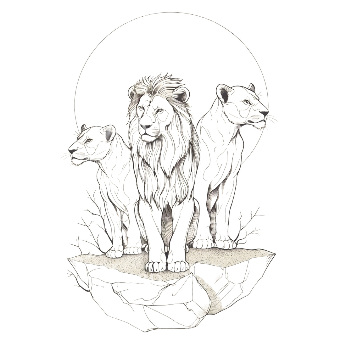 Lion and Lionesses Minimalist Tattoo Design – Tattoos Wizard Designs
