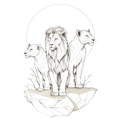 Lion and Lionesses Minimalist Tattoo Design
